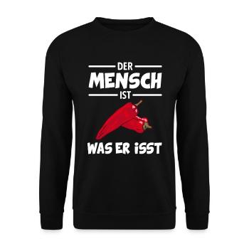 Lustiger Koch Küchen Spruch Scharfes Essen Chilli - Unisex Pullover - Schwarz - Vorne - Alina (178cm) & Michal (187cm)