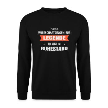 Rente Ruhestand Pension Wirtschaftsingenieur - Unisex Pullover - Schwarz - Vorne - Alina (178cm) & Michal (187cm)