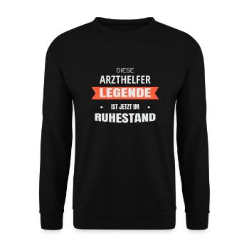 Rente Ruhestand Pension Arzthelfer - Unisex Pullover - Schwarz - Vorne - Alina (178cm) & Michal (187cm)