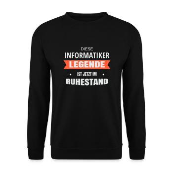 Rente Ruhestand Pension Informatiker - Unisex Pullover - Schwarz - Vorne - Alina (178cm) & Michal (187cm)