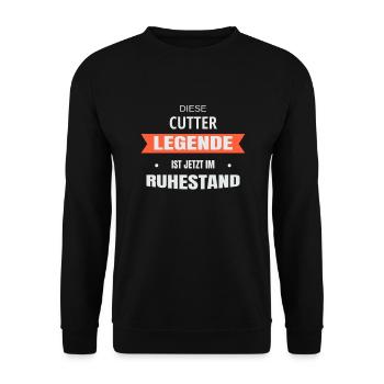 Rente Ruhestand Pension Cutter - Unisex Pullover - Schwarz - Vorne - Alina (178cm) & Michal (187cm)