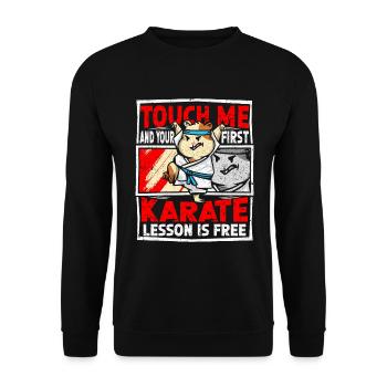 Karate Lektion Ist Frei Outfit Karate - Unisex Pullover - Schwarz - Vorne - Alina (178cm) & Michal (187cm)