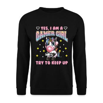 Oui, je suis une fille gamer jeux vidéo - Sweat-shirt Unisexe - noir - Devant - Alina (178cm) & Michal (187cm)