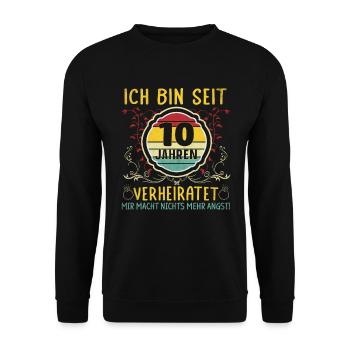 10 Jahre Verheiratet Hochzeitstag - Unisex Pullover - Schwarz - Vorne - Alina (178cm) & Michal (187cm)