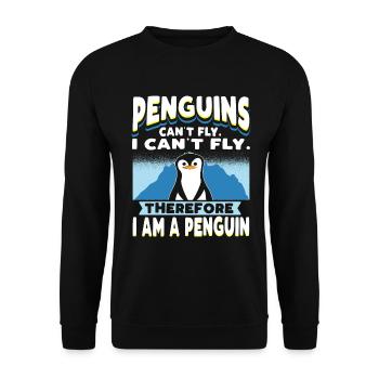 Penguins Can't Fly Funny Penguin - Unisex Sweatshirt - black - Front - Alina (178cm) & Michal (187cm)