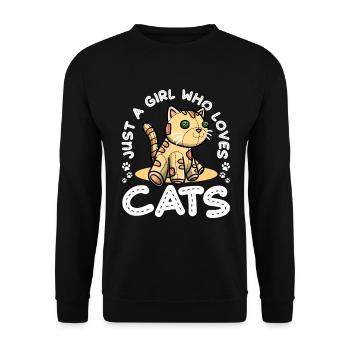Katzen Katzenliebhaberin Kätzchen Mädchen - Unisex Pullover - Schwarz - Vorne - Alina (178cm) & Michal (187cm)