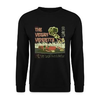 Brokkoli Veganer Wrestling Lustig Gemüse - Unisex Pullover - Schwarz - Vorne - Alina (178cm) & Michal (187cm)