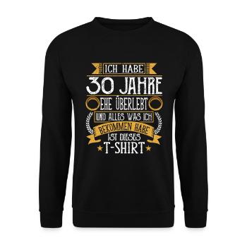 Perlenhochzeit 30 Jahre Verheiratet Hochzeitstag - Unisex Pullover - Schwarz - Vorne - Alina (178cm) & Michal (187cm)
