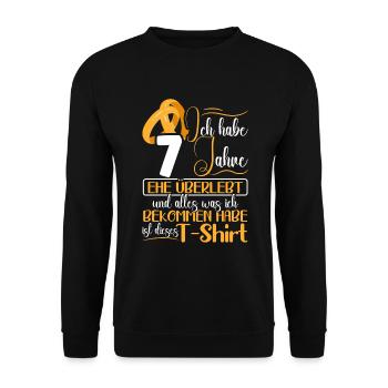 Kupferne Hochzeit 7 Jahre Verheiratet Hochzeitstag - Unisex Pullover - Schwarz - Vorne - Alina (178cm) & Michal (187cm)