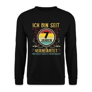 Kupferne Hochzeit 7 Jahre Verheiratet Hochzeitstag - Unisex Pullover - Schwarz - Vorne - Alina (178cm) & Michal (187cm)
