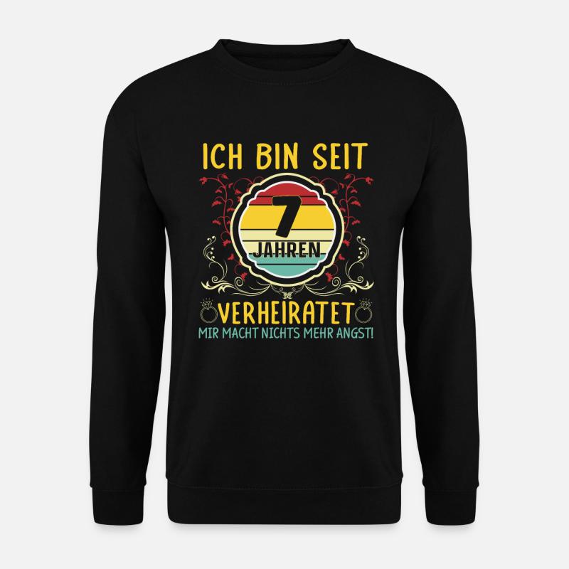Kupferne Hochzeit 7 Jahre Verheiratet Hochzeitstag - Unisex Pullover - Schwarz