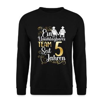 Rosenhochzeit 5 Jahre Verheiratet Hochzeitstag - Unisex Pullover - Schwarz - Vorne - Alina (178cm) & Michal (187cm)