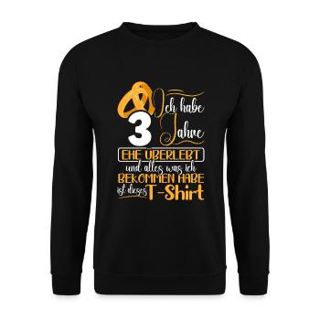 3 Jahre Verheiratet 3. Hochzeitstag - Unisex Pullover - Schwarz - Vorne - Alina (178cm) & Michal (187cm)