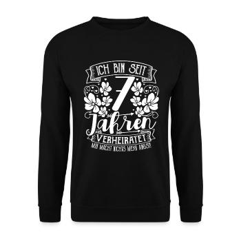 Kupferne Hochzeit 7 Jahre Verheiratet Hochzeitstag - Unisex Pullover - Schwarz - Vorne - Alina (178cm) & Michal (187cm)