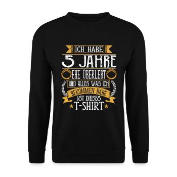 Rosenhochzeit 5 Jahre Verheiratet Hochzeitstag - Unisex Pullover - Schwarz - Vorne - Alina (178cm) & Michal (187cm)