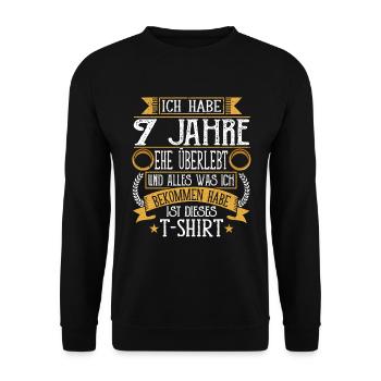 Kupferne Hochzeit 7 Jahre Verheiratet Hochzeitstag - Unisex Pullover - Schwarz - Vorne - Alina (178cm) & Michal (187cm)