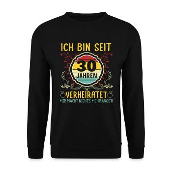 Perlenhochzeit 30 Jahre Verheiratet Hochzeitstag - Unisex Pullover - Schwarz - Vorne - Alina (178cm) & Michal (187cm)