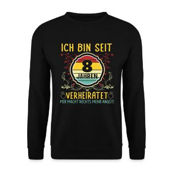 Blecherne Hochzeit 8 Jahre Verheiratet - Unisex Pullover - Schwarz - Vorne - Alina (178cm) & Michal (187cm)