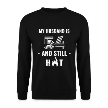 54 years birthday husband - Unisex Sweatshirt - black - Front - Alina (178cm) & Michal (187cm)