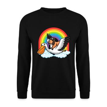 Capybara avec Pélican Mouche Rongeur Drôle - Sweat-shirt Unisexe - noir - Devant - Alina (178cm) & Michal (187cm)