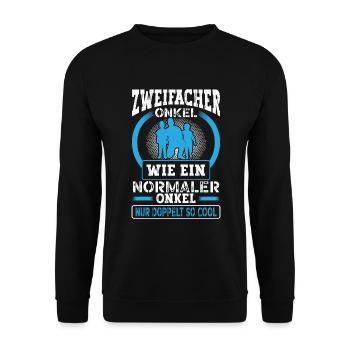 Zweifacher Onkel Nichten Neffen Doppelter Onkel - Unisex Pullover - Schwarz - Vorne - Alina (178cm) & Michal (187cm)