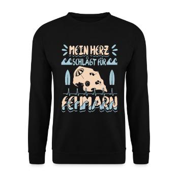 Mein Herz Schlägt Für Fehmarn Ostsee Ostseeinsel - Unisex Pullover - Schwarz - Vorne - Alina (178cm) & Michal (187cm)