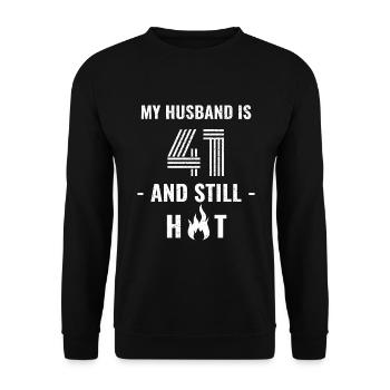 41 years birthday husband - Unisex Sweatshirt - black - Front - Alina (178cm) & Michal (187cm)