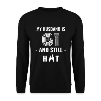 61 years birthday husband - Unisex Sweatshirt - black - Front - Alina (178cm) & Michal (187cm)