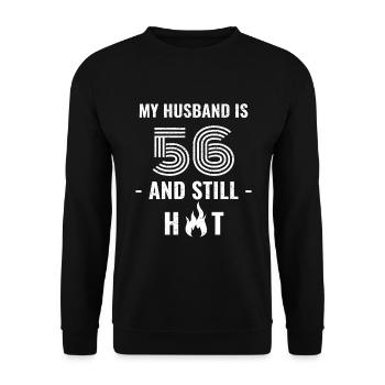 56 years birthday husband - Unisex Sweatshirt - black - Front - Alina (178cm) & Michal (187cm)