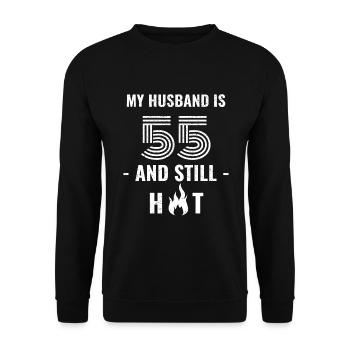 55 years birthday husband - Unisex Sweatshirt - black - Front - Alina (178cm) & Michal (187cm)