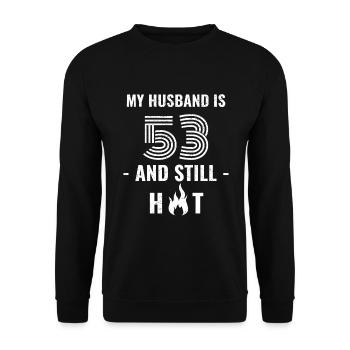 53 years birthday husband - Unisex Sweatshirt - black - Front - Alina (178cm) & Michal (187cm)