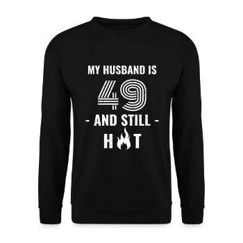 49 years birthday husband - Unisex Sweatshirt - black - Front - Alina (178cm) & Michal (187cm)