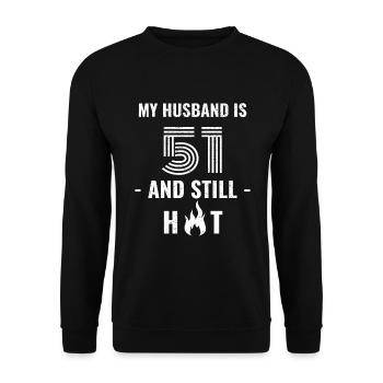 51 years birthday husband - Unisex Sweatshirt - black - Front - Alina (178cm) & Michal (187cm)