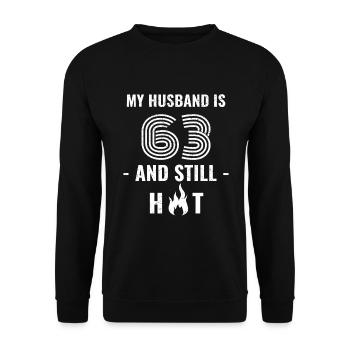 63 years birthday husband - Unisex Sweatshirt - black - Front - Alina (178cm) & Michal (187cm)