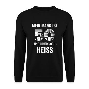 50 Jahre Geburtstag Ehemann Geschenk - Unisex Pullover - Schwarz - Vorne - Alina (178cm) & Michal (187cm)