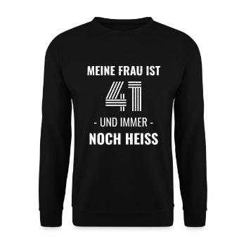 41 Jahre Geburtstag Ehefrau Geschenk - Unisex Pullover - Schwarz - Vorne - Alina (178cm) & Michal (187cm)