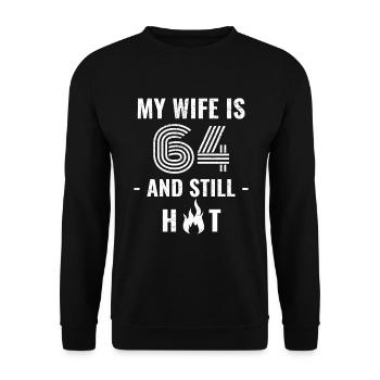 64 years birthday wife gift - Unisex Sweatshirt - black - Front - Alina (178cm) & Michal (187cm)