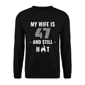 47 years birthday wife gift - Unisex Sweatshirt - black - Front - Alina (178cm) & Michal (187cm)