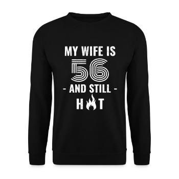 56 years birthday wife gift - Unisex Sweatshirt - black - Front - Alina (178cm) & Michal (187cm)