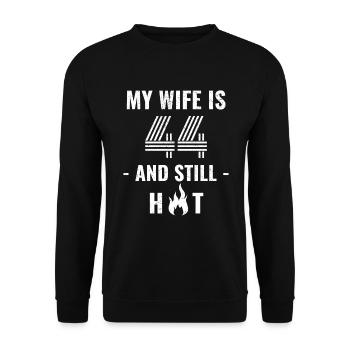 44 years birthday wife gift - Unisex Sweatshirt - black - Front - Alina (178cm) & Michal (187cm)