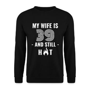 39 years birthday wife gift - Unisex Sweatshirt - black - Front - Alina (178cm) & Michal (187cm)