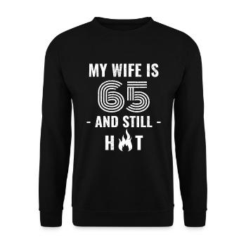 65 years birthday wife gift - Unisex Sweatshirt - black - Front - Alina (178cm) & Michal (187cm)