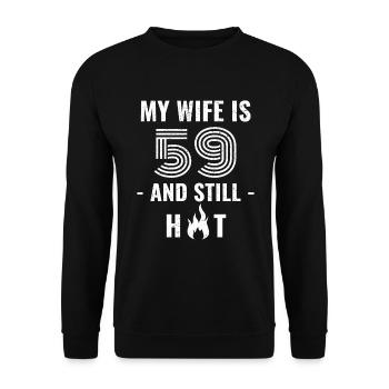 59 years birthday wife gift - Unisex Sweatshirt - black - Front - Alina (178cm) & Michal (187cm)