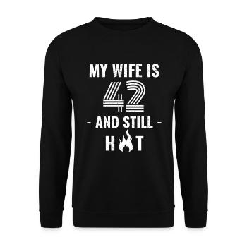 42 years birthday wife gift - Unisex Sweatshirt - black - Front - Alina (178cm) & Michal (187cm)