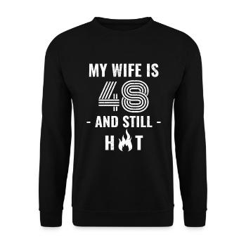 48 years birthday wife gift - Unisex Sweatshirt - black - Front - Alina (178cm) & Michal (187cm)