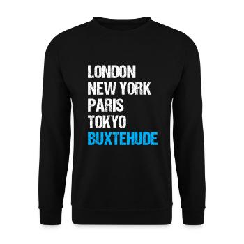 Buxtehude Buxtehuder Souvenir - Unisex Pullover - Schwarz - Vorne - Alina (178cm) & Michal (187cm)