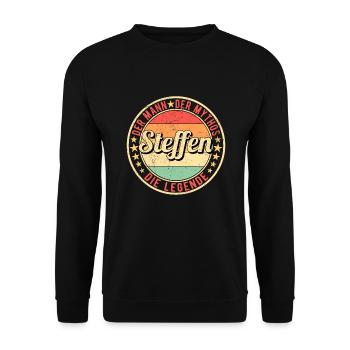 Steffen Der Mann Der Mythos Die Legende - Unisex Pullover - Schwarz - Vorne - Alina (178cm) & Michal (187cm)