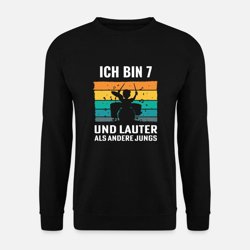 Drummer Schlagzeug Schlagzeuger 7. Geburtstag - Unisex Pullover - Schwarz