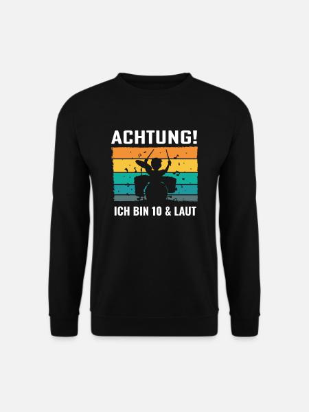 Drummer Schlagzeug Schlagzeuger 10. Geburtstag - Unisex Pullover - Schwarz