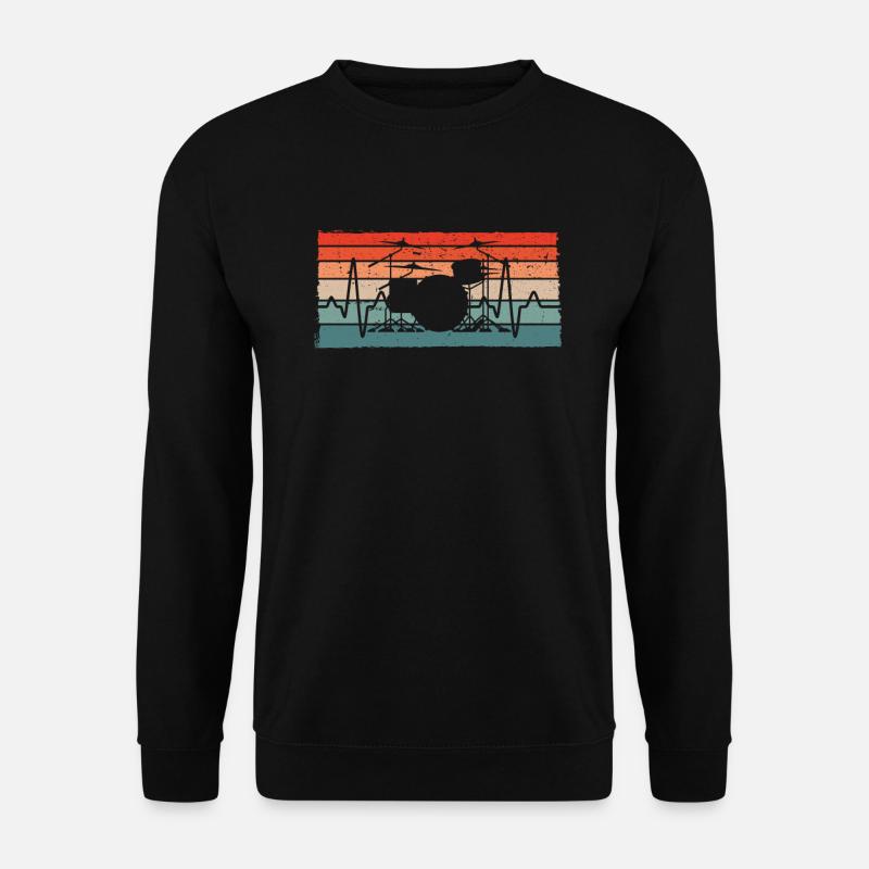 Retro Drummer Heartbeat Drummer - Unisex Sweatshirt - black